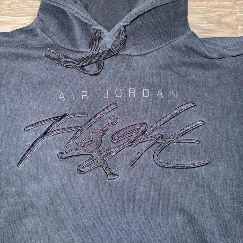 Air Jordan Flight Hoodie Mens Large Black Pullover Embroidered Nike 483530-011 - Picture 2 of 7